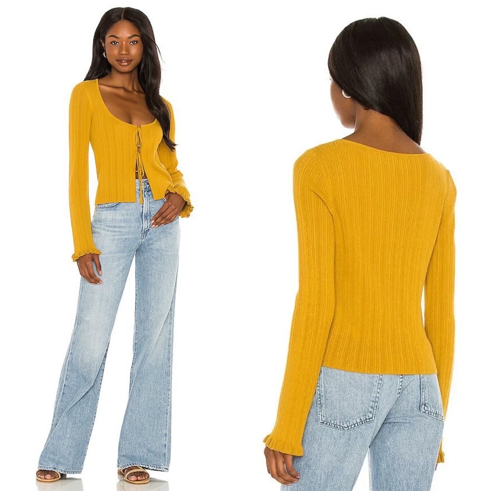 House Of Harlow 1960 Bree Knit Sweater Marigold Yellow Size Small